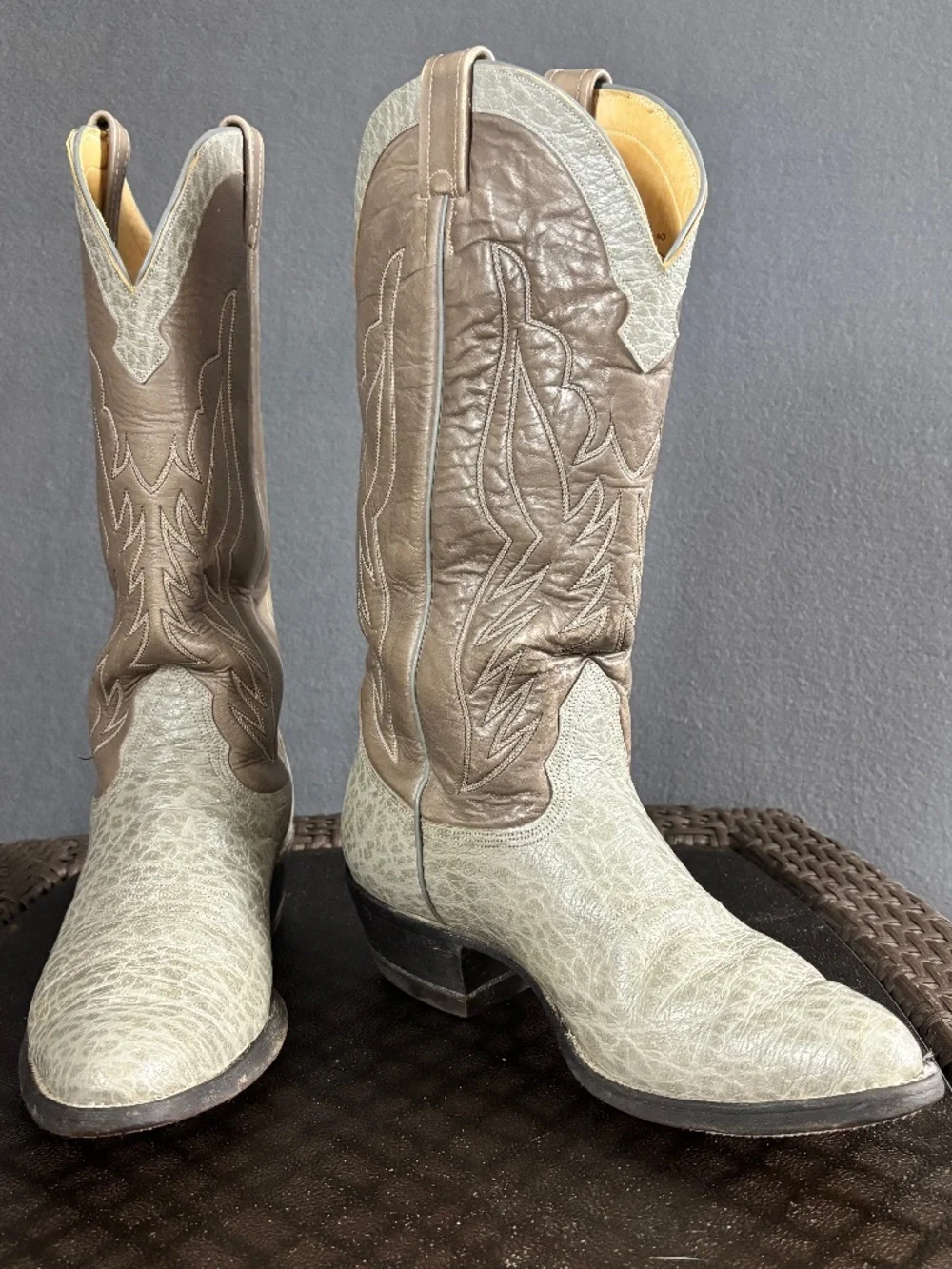 Nocona Boots Two-Tone Gray Leather Western Boots #1924 Size 13